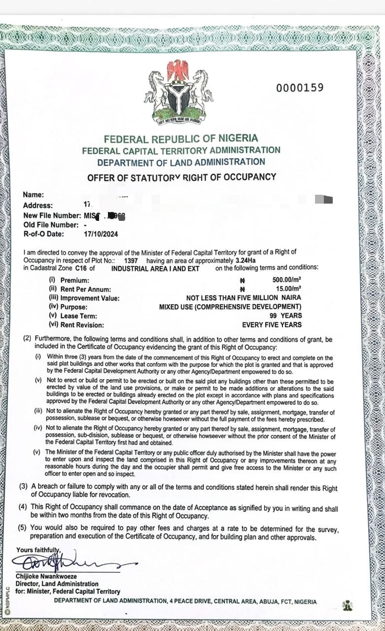 3.2 Hectares of Land for Sale in Idu Cadastral District, Abuja For Sale in Idu Cadastral District, Abuja Idu Industrial FCT photo 2