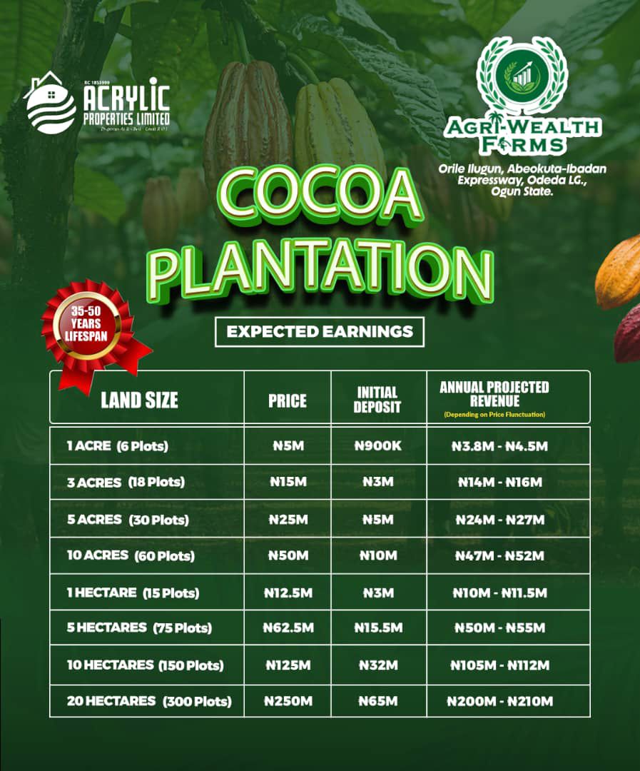 Cocoa Tree Plantation in Oríle-Ilugun For Sale in along a rapidly developing corridor of Oríle-Ilugun, Ogun Atan Ogun photo 1