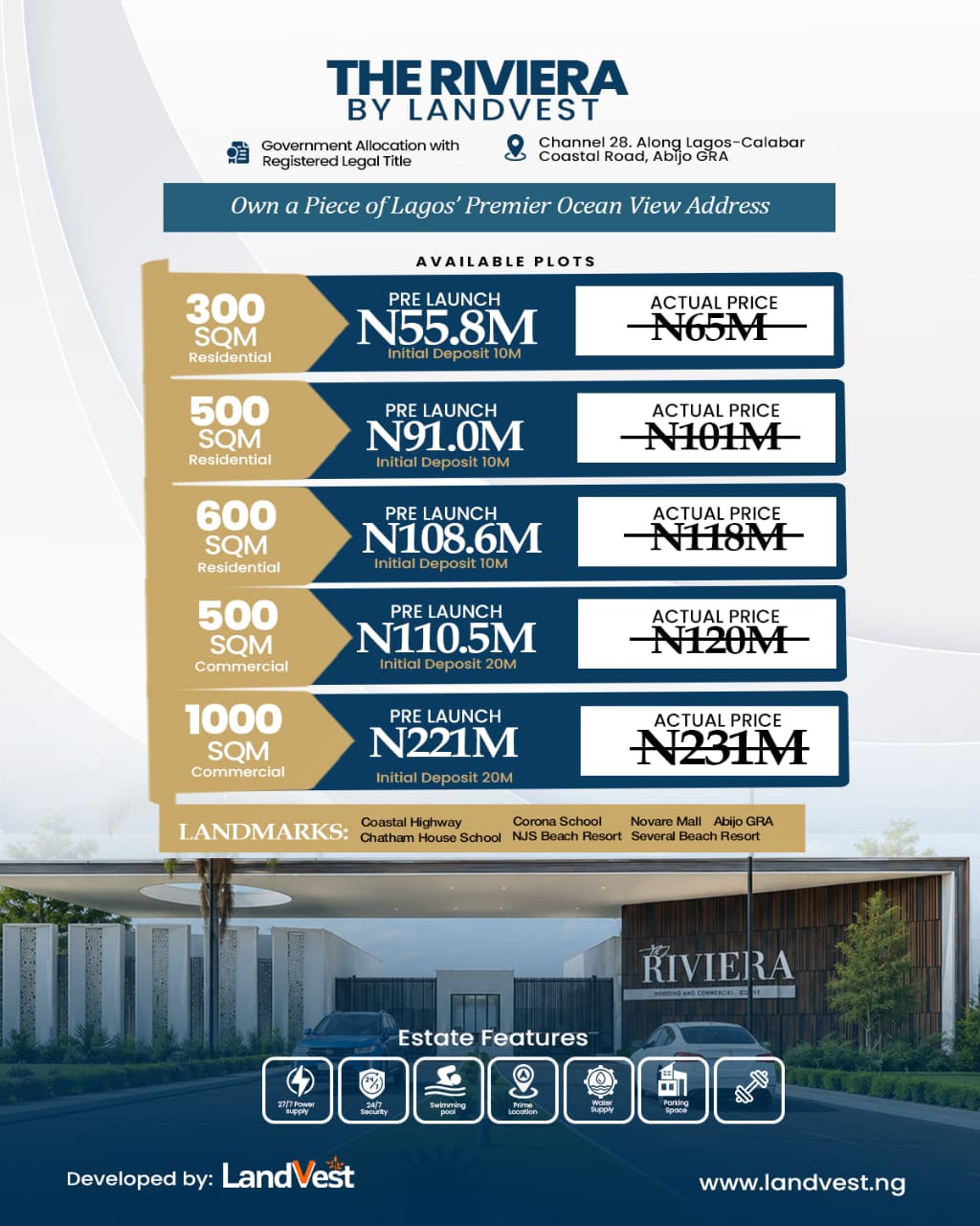 Luxury Plots for Sale Along The Coaster Highway, Abijo GRA For Sale in Along The Coaster Highway, Abijo GRA Abijo Lagos photo 1